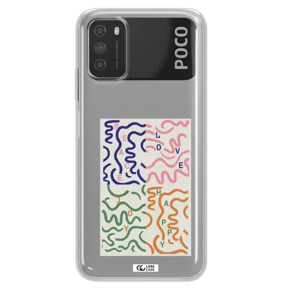 Peace,Love,Joy,Happy Xiaomi Poco M3 Clear TPU Case