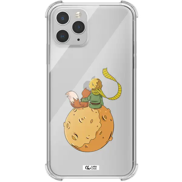 a cartoon of a fox and a fox sitting on a planet Apple iPhone 11 pro max Clear PC Case