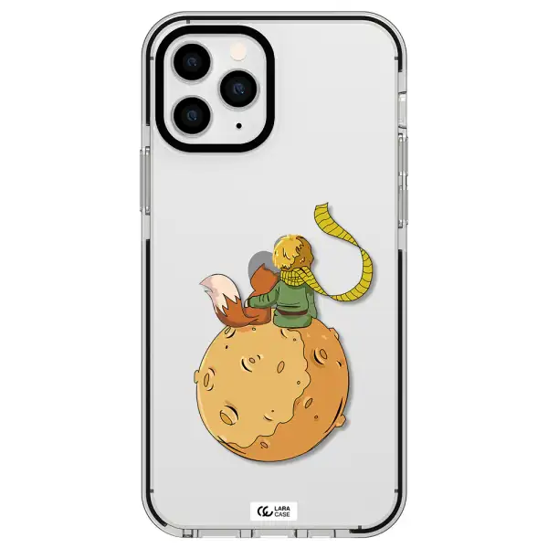 a cartoon of a fox and a fox sitting on a planet Apple iPhone 11 pro max impact black border Case