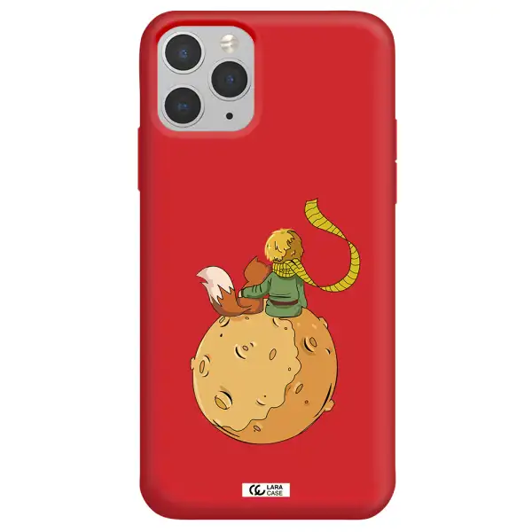 a cartoon of a fox and a fox sitting on a planet Apple iPhone 11 pro max Silicone Imperial Red Case