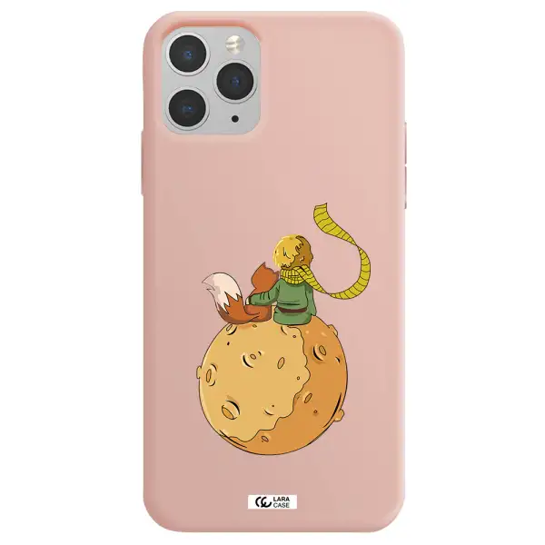 a cartoon of a fox and a fox sitting on a planet Apple iPhone 11 pro Silicone pastel pink Case