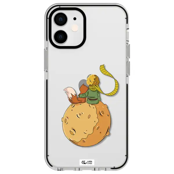 a cartoon of a fox and a fox sitting on a planet Apple iPhone 12 mini impact black border Case