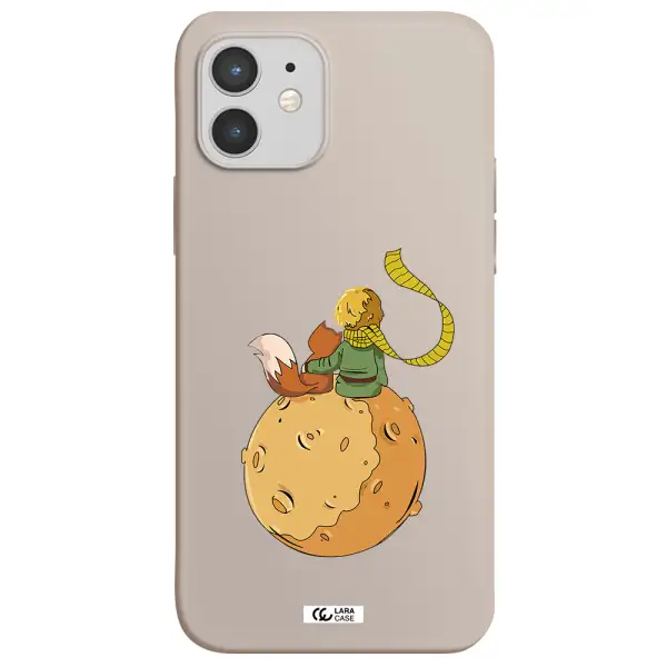 a cartoon of a fox and a fox sitting on a planet Apple iPhone 12 mini Silicone Stone Case