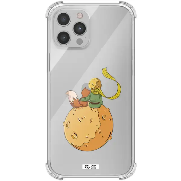 a cartoon of a fox and a fox sitting on a planet Apple iPhone 12 pro Clear PC Case