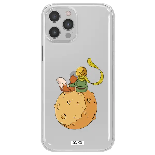 a cartoon of a fox and a fox sitting on a planet Apple iPhone 12 pro Clear TPU Case