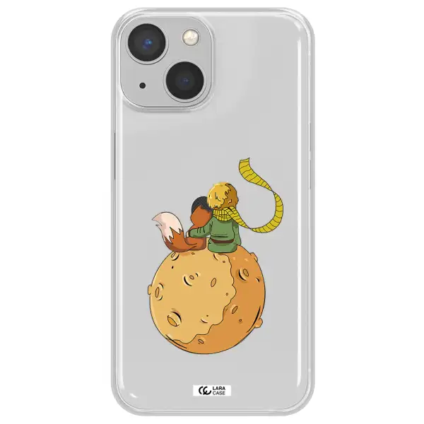 a cartoon of a fox and a fox sitting on a planet Apple iPhone 13 mini Clear TPU Case