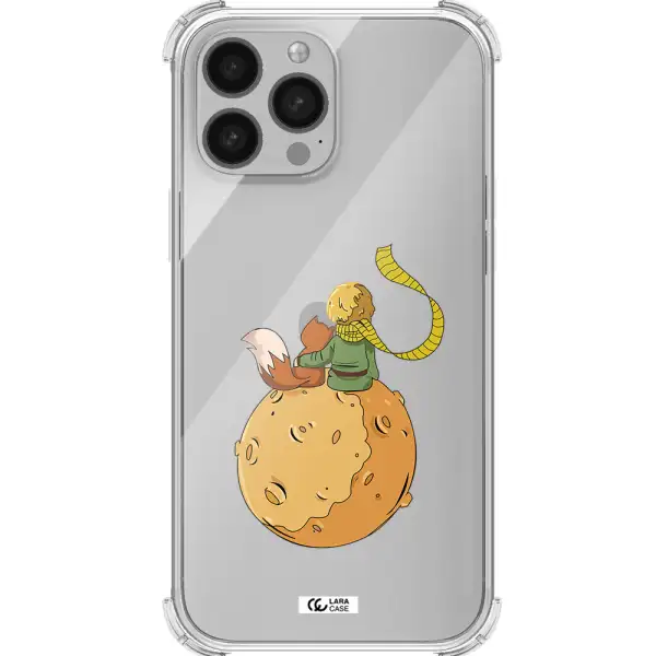 a cartoon of a fox and a fox sitting on a planet Apple iPhone 13 Pro Max Clear PC Case