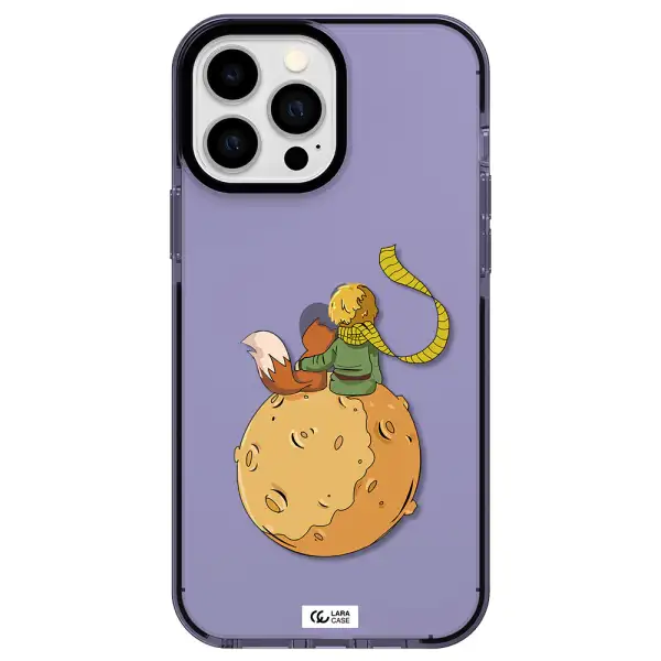 a cartoon of a fox and a fox sitting on a planet Apple iPhone 13 Pro Max impact Lilac Case