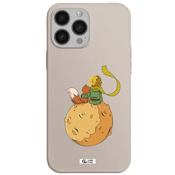 a cartoon of a fox and a fox sitting on a planet Apple iPhone 13 Pro Silicone Stone Case