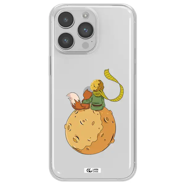 a cartoon of a fox and a fox sitting on a planet Apple iPhone 14 pro Clear TPU Case