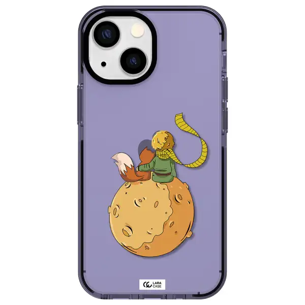 a cartoon of a fox and a fox sitting on a planet Apple iPhone 15 impact Lilac Case