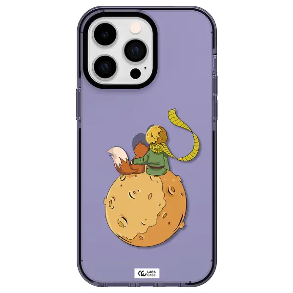 a cartoon of a fox and a fox sitting on a planet Apple iPhone 15 Pro Max impact Lilac Case