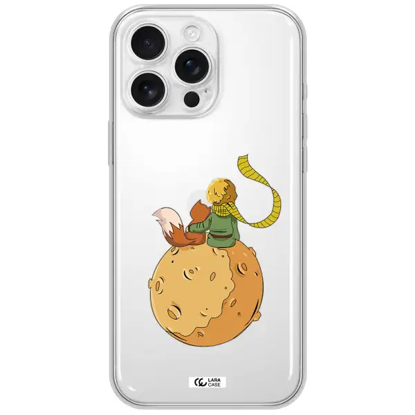 A Cartoon Of A Fox And A Fox Sitting On A Planet Apple Iphone 16 Pro Max Clear Tpu Case
