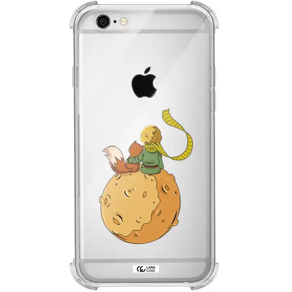 a cartoon of a fox and a fox sitting on a planet Apple iPhone 6 Clear PC Case