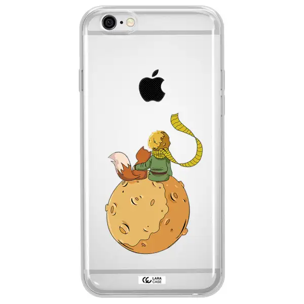 a cartoon of a fox and a fox sitting on a planet Apple iPhone 6 plus Clear TPU Case