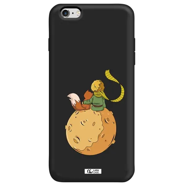 a cartoon of a fox and a fox sitting on a planet Apple iPhone 6 plus Silicone black Case