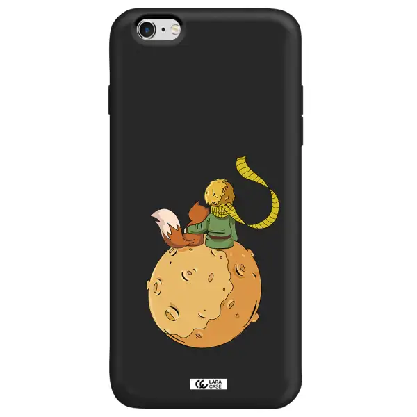 a cartoon of a fox and a fox sitting on a planet Apple iPhone 6 s plus Silicone black Case