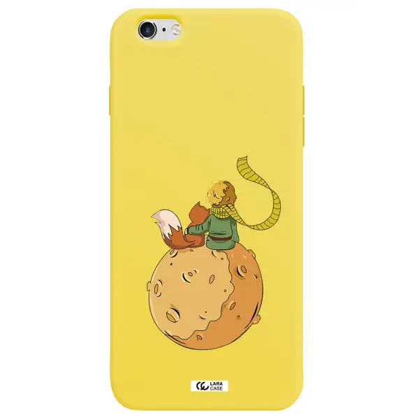 a cartoon of a fox and a fox sitting on a planet Apple iPhone 6 s plus Silicone canary yellow Case