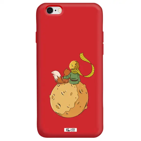 a cartoon of a fox and a fox sitting on a planet Apple iPhone 6 Silicone Imperial Red Case