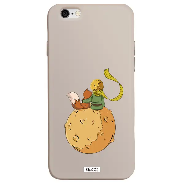 a cartoon of a fox and a fox sitting on a planet Apple iPhone 6 Silicone Stone Case