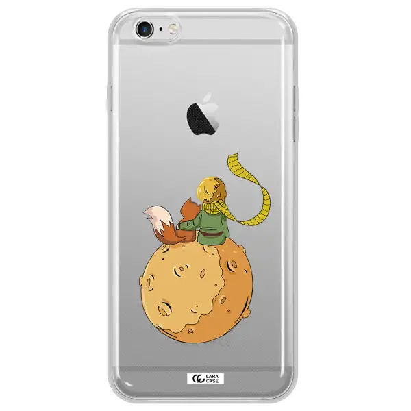 a cartoon of a fox and a fox sitting on a planet Apple iPhone 6S Clear TPU Case