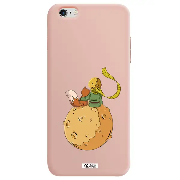 a cartoon of a fox and a fox sitting on a planet Apple iPhone 6S Silicone pastel pink Case