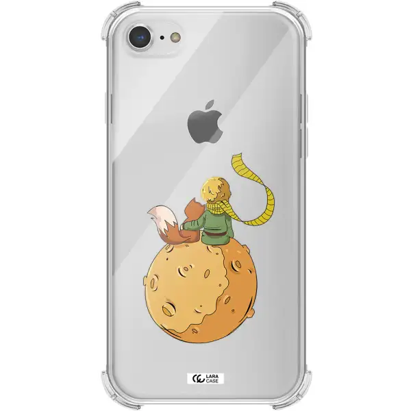 a cartoon of a fox and a fox sitting on a planet Apple iPhone 7 Clear PC Case