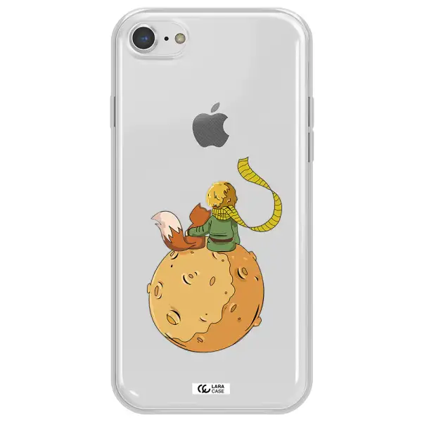 a cartoon of a fox and a fox sitting on a planet Apple iPhone 7 Clear TPU Case