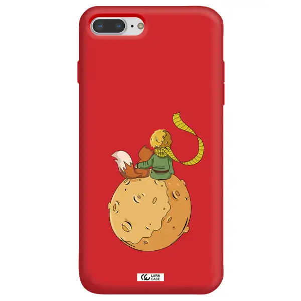 a cartoon of a fox and a fox sitting on a planet Apple iPhone 7 plus Silicone Imperial Red Case