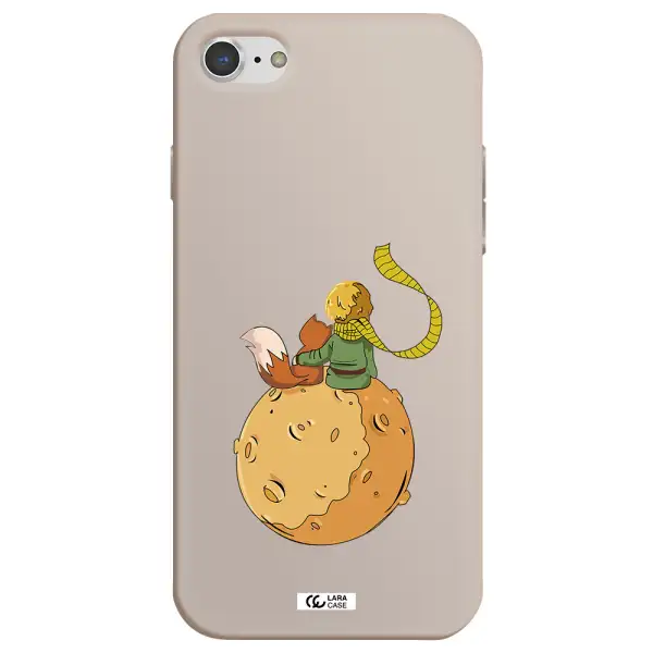 a cartoon of a fox and a fox sitting on a planet Apple iPhone 7 Silicone Stone Case