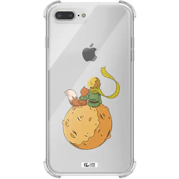 a cartoon of a fox and a fox sitting on a planet Apple iPhone 8 plus Clear PC Case