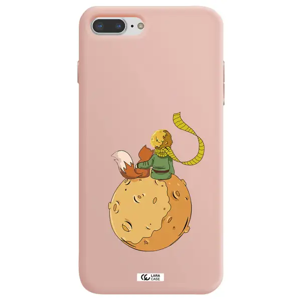 a cartoon of a fox and a fox sitting on a planet Apple iPhone 8 plus Silicone pastel pink Case