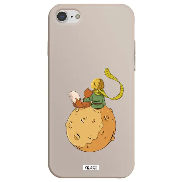 a cartoon of a fox and a fox sitting on a planet Apple iPhone 8 Silicone Stone Case