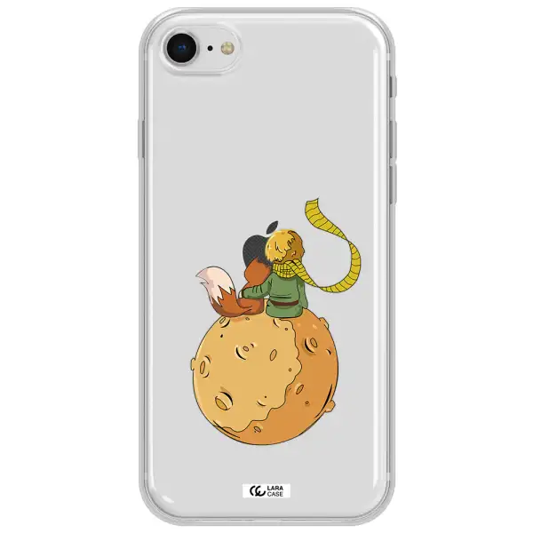 A Cartoon Of A Fox And A Fox Sitting On A Planet Apple Iphone Se 2020 Clear Tpu Case