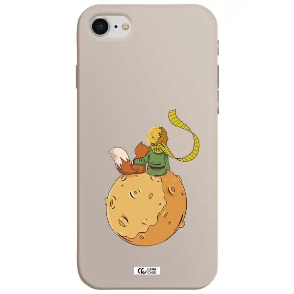 a cartoon of a fox and a fox sitting on a planet Apple iPhone se 2020 Silicone Stone Case