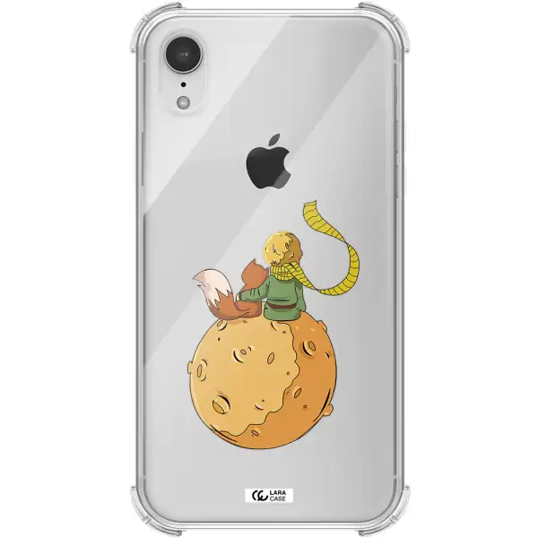 a cartoon of a fox and a fox sitting on a planet Apple iPhone XR Clear PC Case