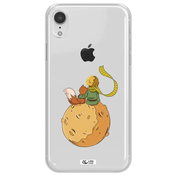 a cartoon of a fox and a fox sitting on a planet Apple iPhone XR Clear TPU Case