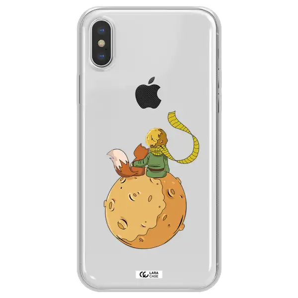 a cartoon of a fox and a fox sitting on a planet Apple iPhone XS max Clear TPU Case