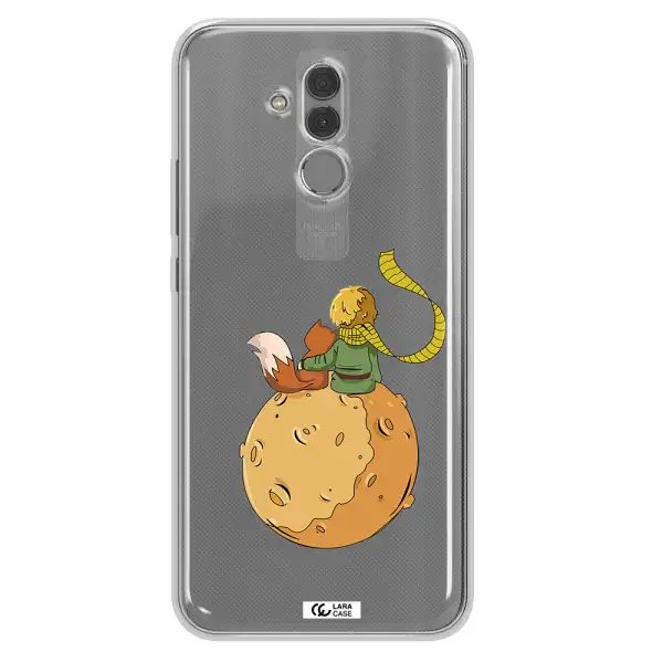 a cartoon of a fox and a fox sitting on a planet Huawei Mate 20 Lite Clear TPU Case