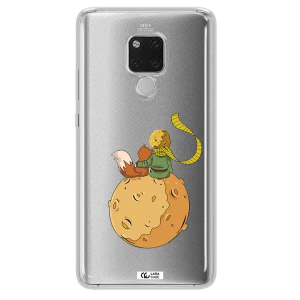 a cartoon of a fox and a fox sitting on a planet Huawei Mate 20X Clear TPU Case