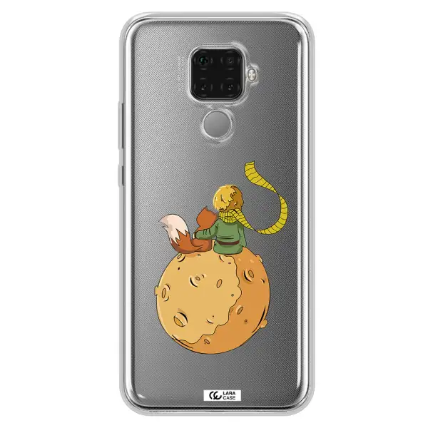 a cartoon of a fox and a fox sitting on a planet Huawei Mate 30 Lite Clear TPU Case