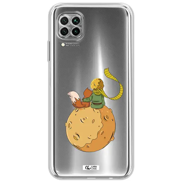 A Cartoon Of A Fox And A Fox Sitting On A Planet Huawei Nova 7I Clear Tpu Case
