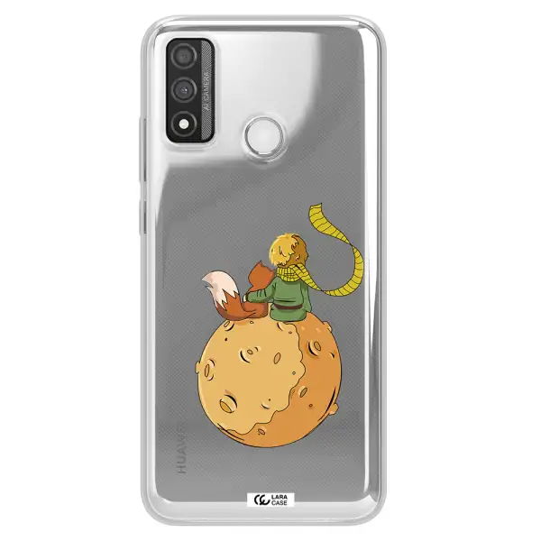 a cartoon of a fox and a fox sitting on a planet Huawei P Smart 2020 Clear TPU Case