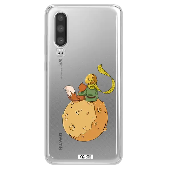 a cartoon of a fox and a fox sitting on a planet Huawei P30 Clear TPU Case