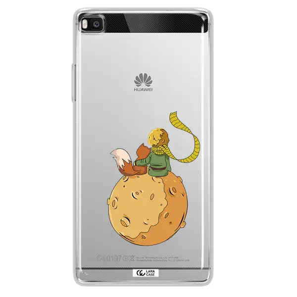 a cartoon of a fox and a fox sitting on a planet Huawei P8 Clear TPU Case