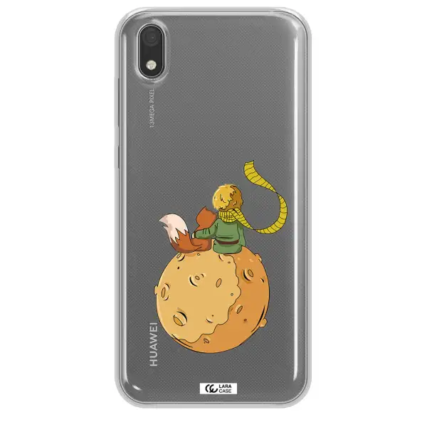 a cartoon of a fox and a fox sitting on a planet Huawei Y5 2019 Clear TPU Case