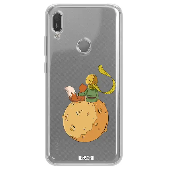 a cartoon of a fox and a fox sitting on a planet Huawei Y6 2019 Clear TPU Case