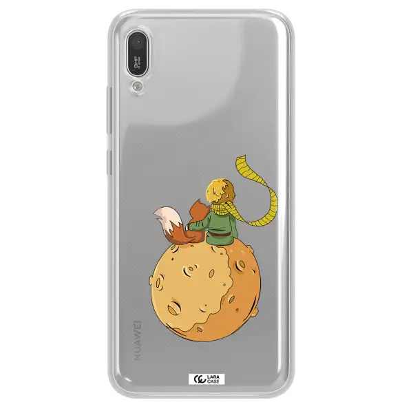 a cartoon of a fox and a fox sitting on a planet Huawei Y6 Pro 2019 Clear TPU Case