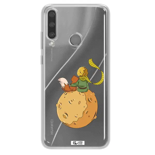 a cartoon of a fox and a fox sitting on a planet Huawei Y6P Clear TPU Case