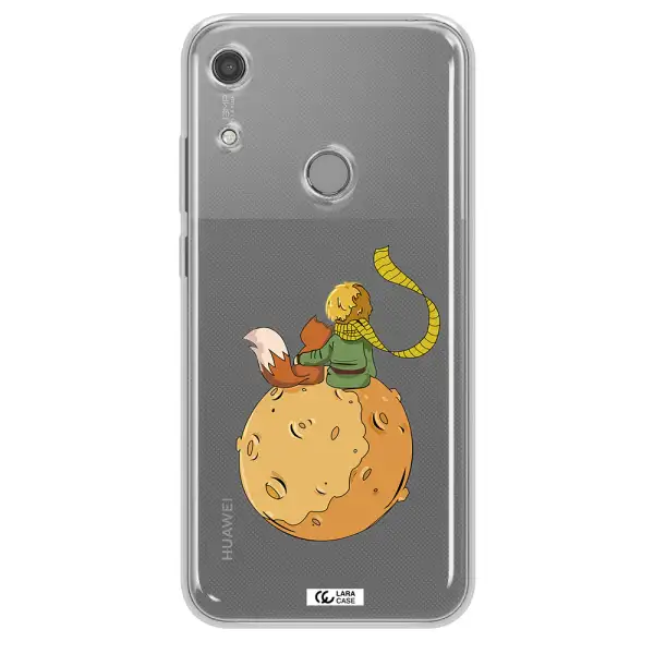a cartoon of a fox and a fox sitting on a planet Huawei Y6S Clear TPU Case